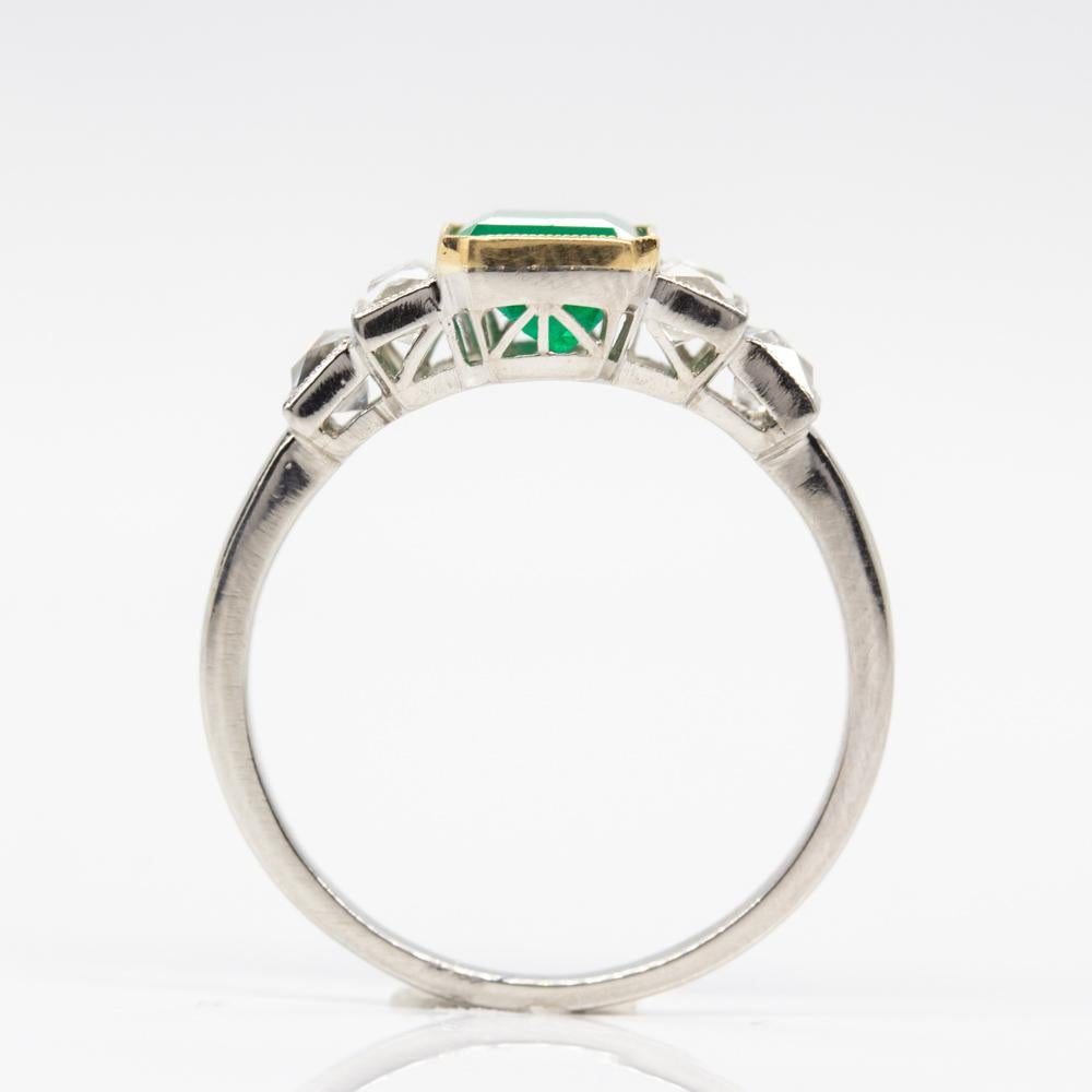 Estate Platinum Colombian Emerald and French Cut Diamonds Ring 2