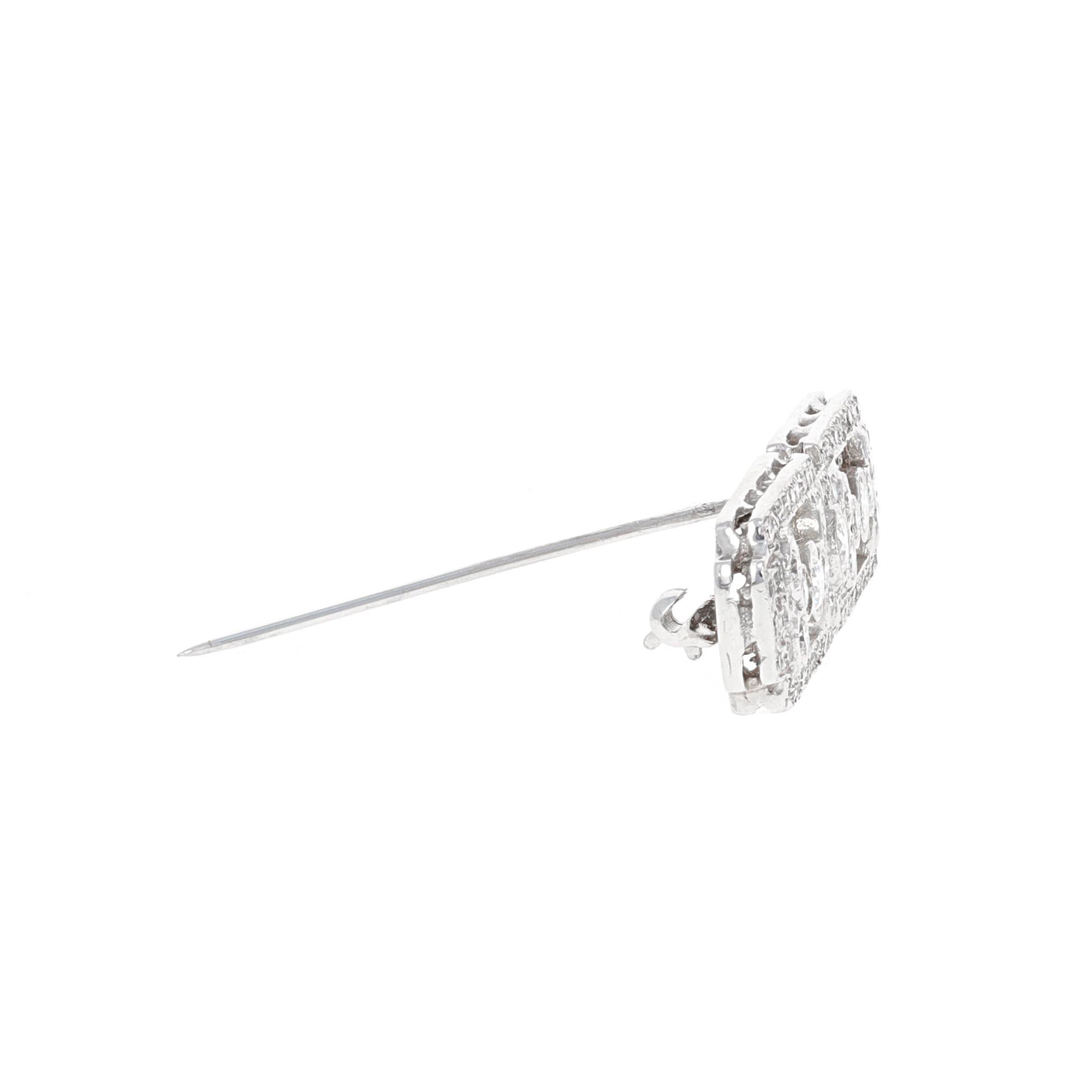 Art Deco Estate Platinum Diamond Bar Brooch For Sale