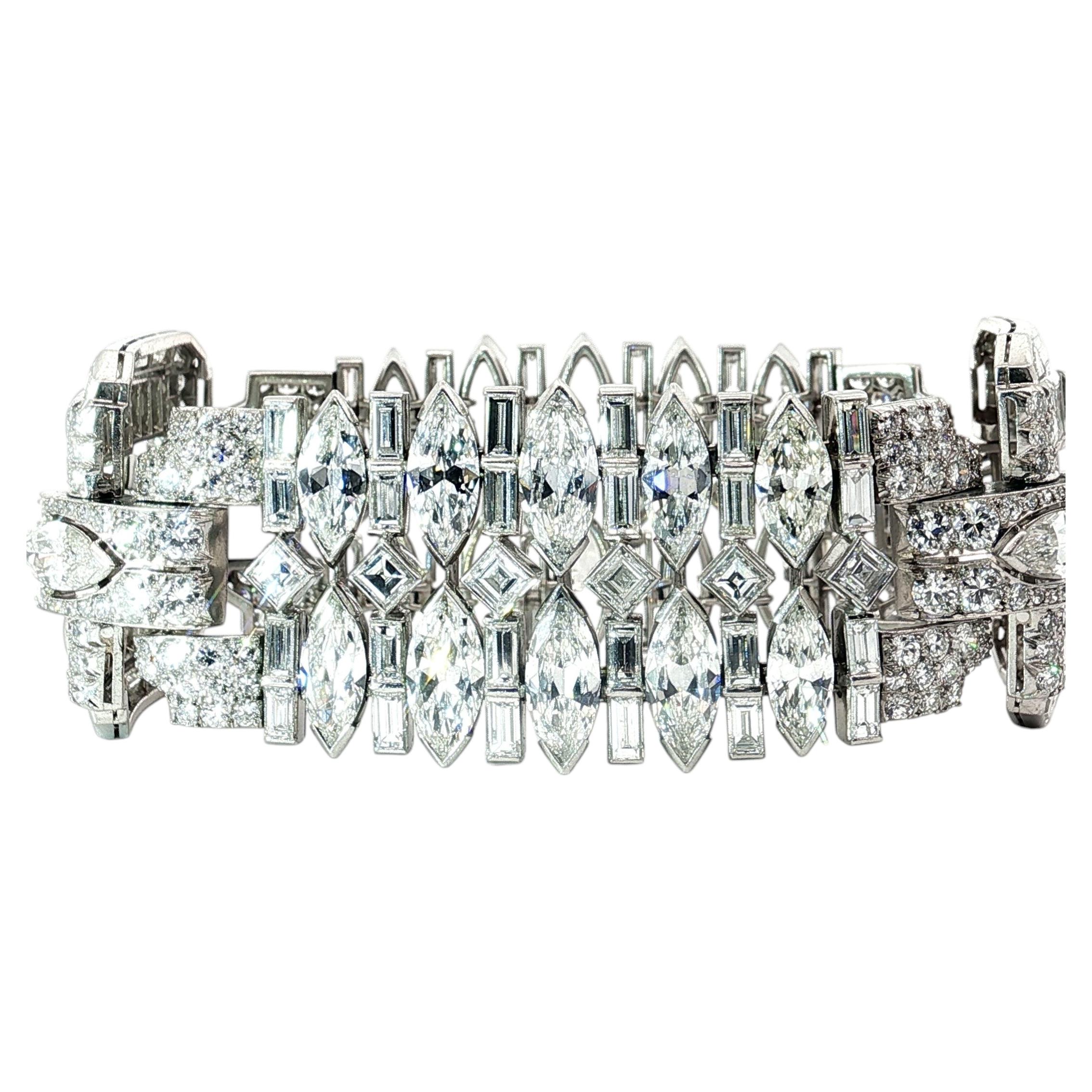 Estate Platinum Diamond Bracelet Approx. 42.50CTW Circa 1950s