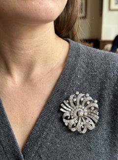 Estate Platinum Diamond Brooch 9.40ct