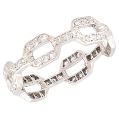 Anillo Estate de Platino con Cadena de Diamantes y Link