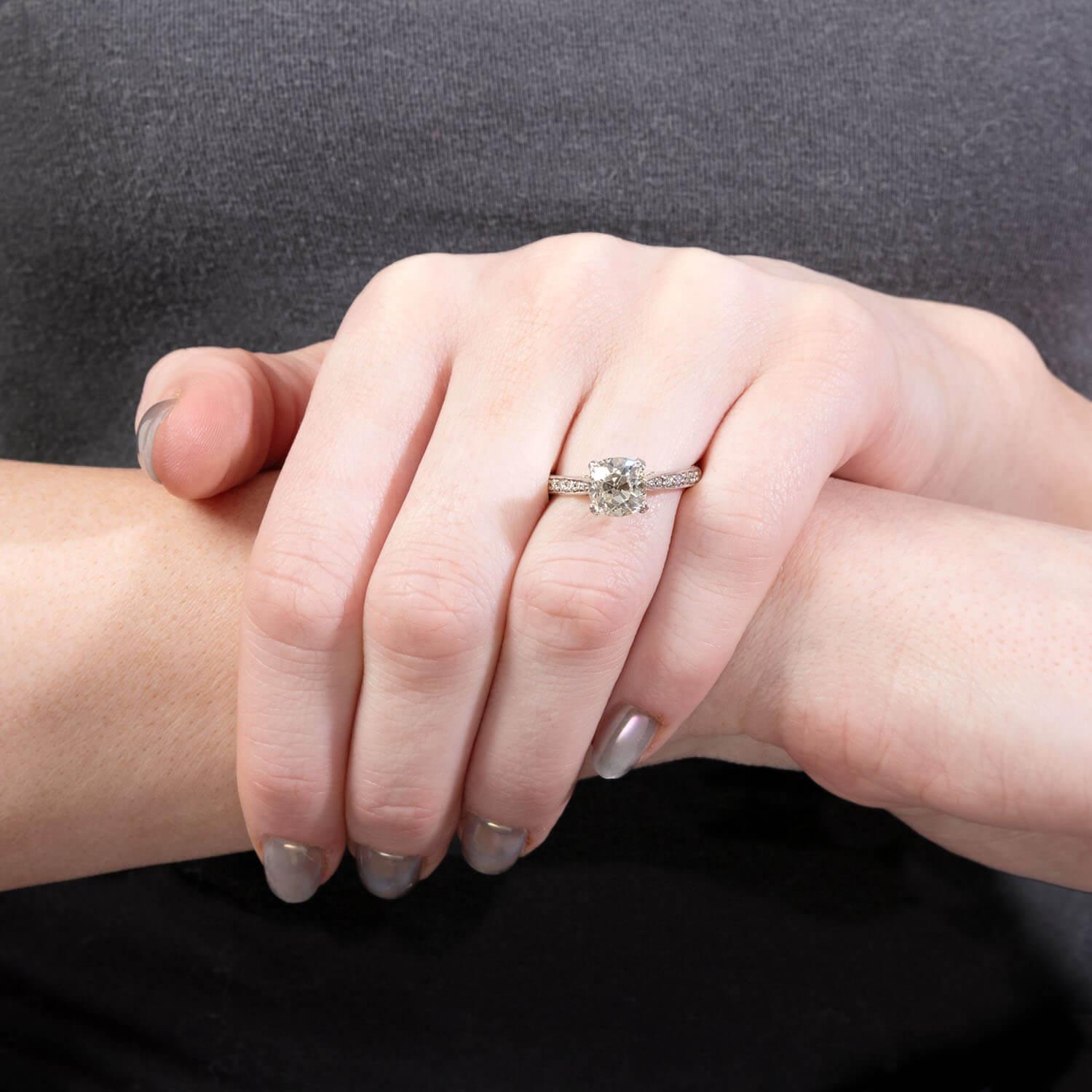 Estate Platinum Diamond Engagement Ring 2.05ct In Good Condition For Sale In Narberth, PA