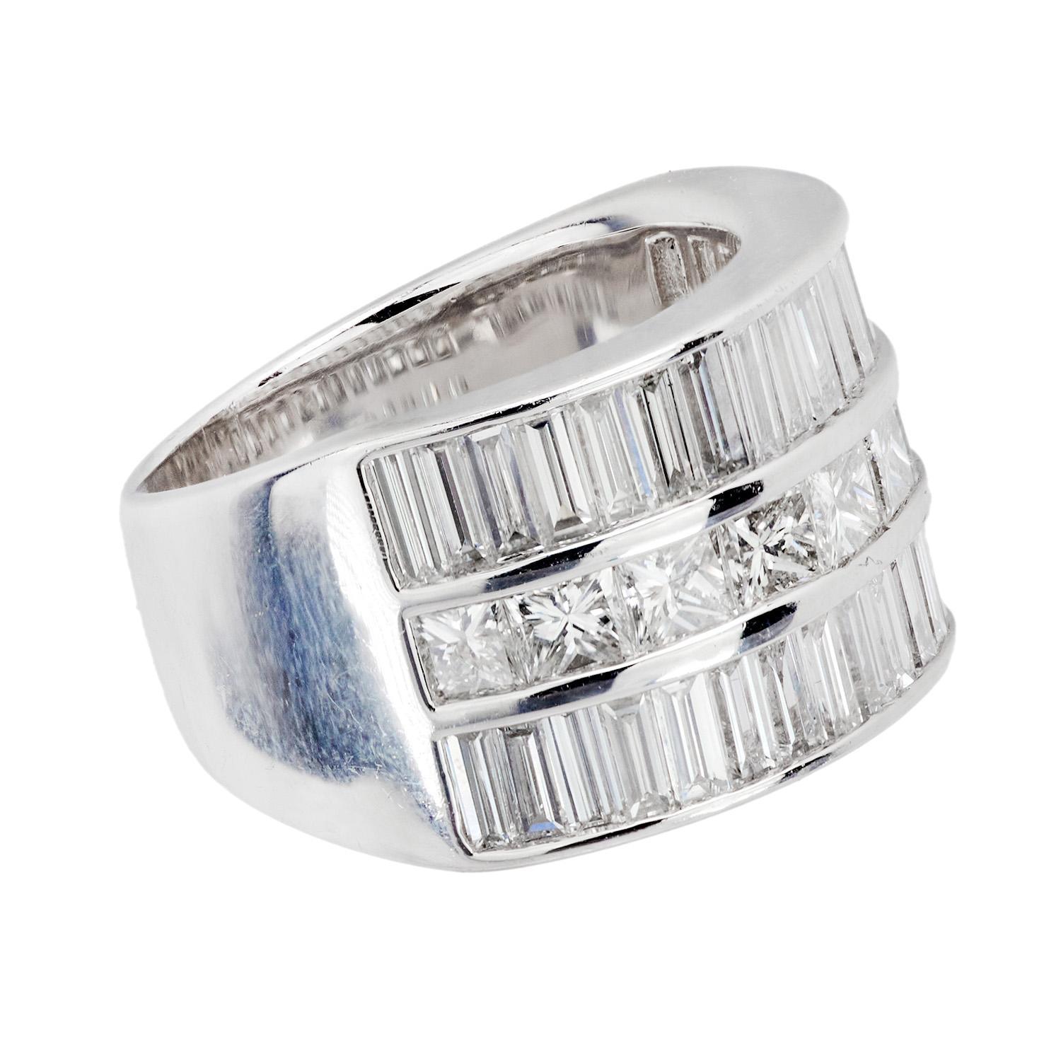 Modern Estate Platinum Diamond Statement Ring For Sale