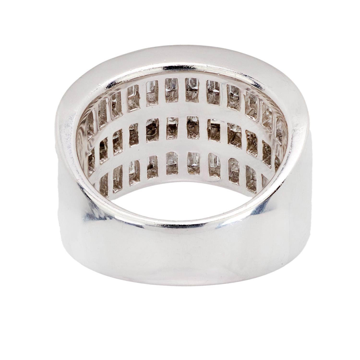 Princess Cut Estate Platinum Diamond Statement Ring For Sale
