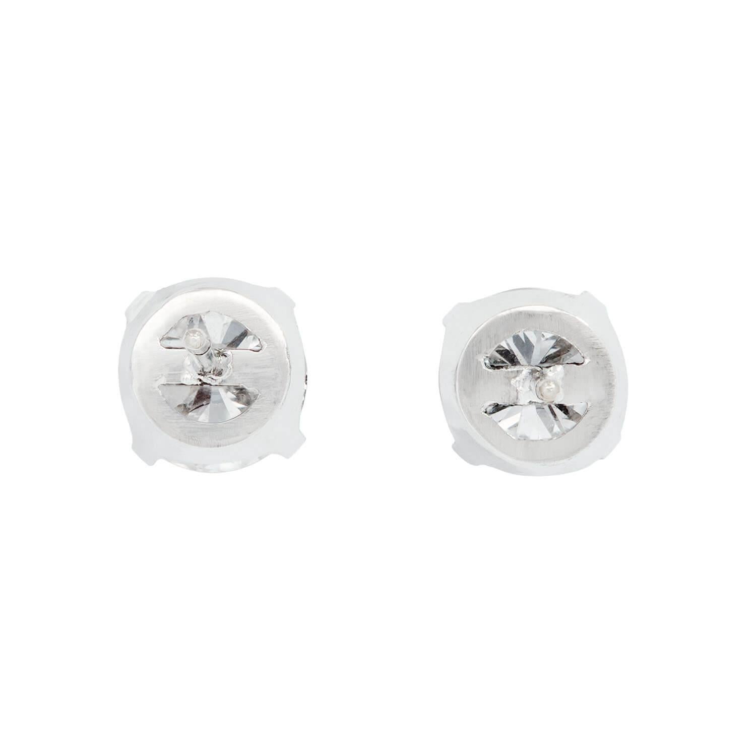 Modern Estate Platinum Diamond Stud Earrings For Sale
