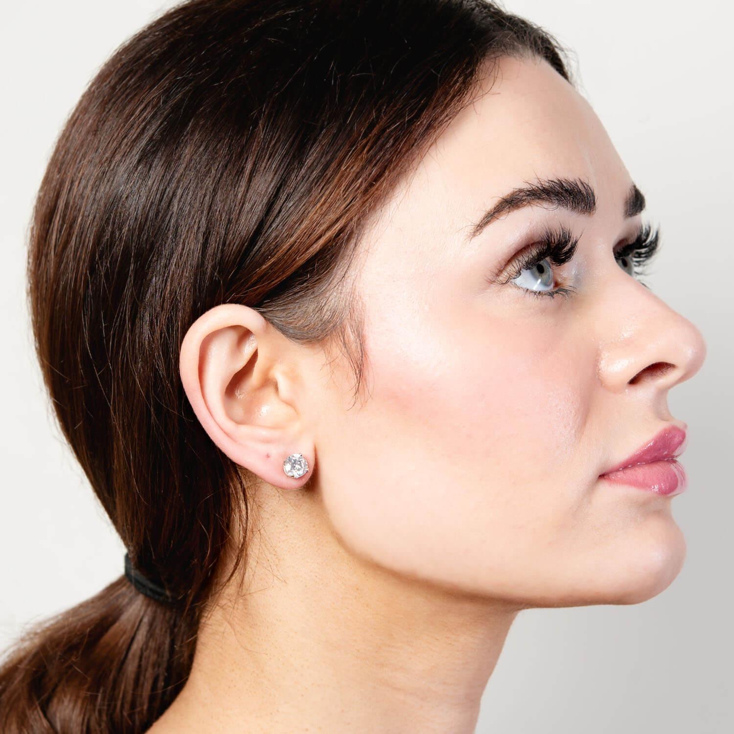 Round Cut Estate Platinum Diamond Stud Earrings For Sale