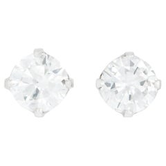 Estate Platinum Diamond Stud Earrings