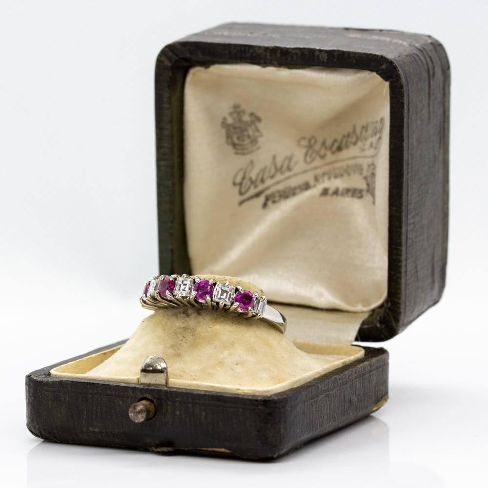 Women's or Men's Estate Platinum Diamonds and Ruby Ring