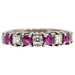 Estate Platinum Diamonds and Ruby Ring