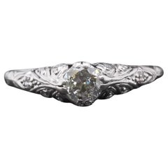 Estate Platinum Edwardian .45ct Old European Diamond Engagement Ring - VHK#424a