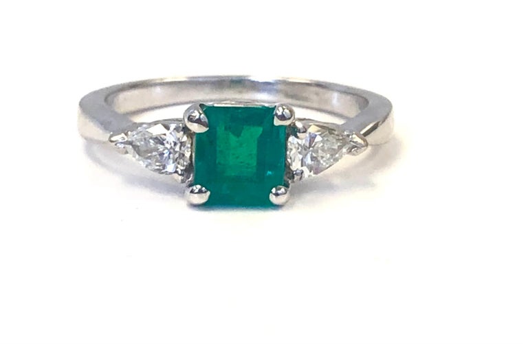 Estate Platinum Emerald and Diamond Ring For Sale at 1stDibs