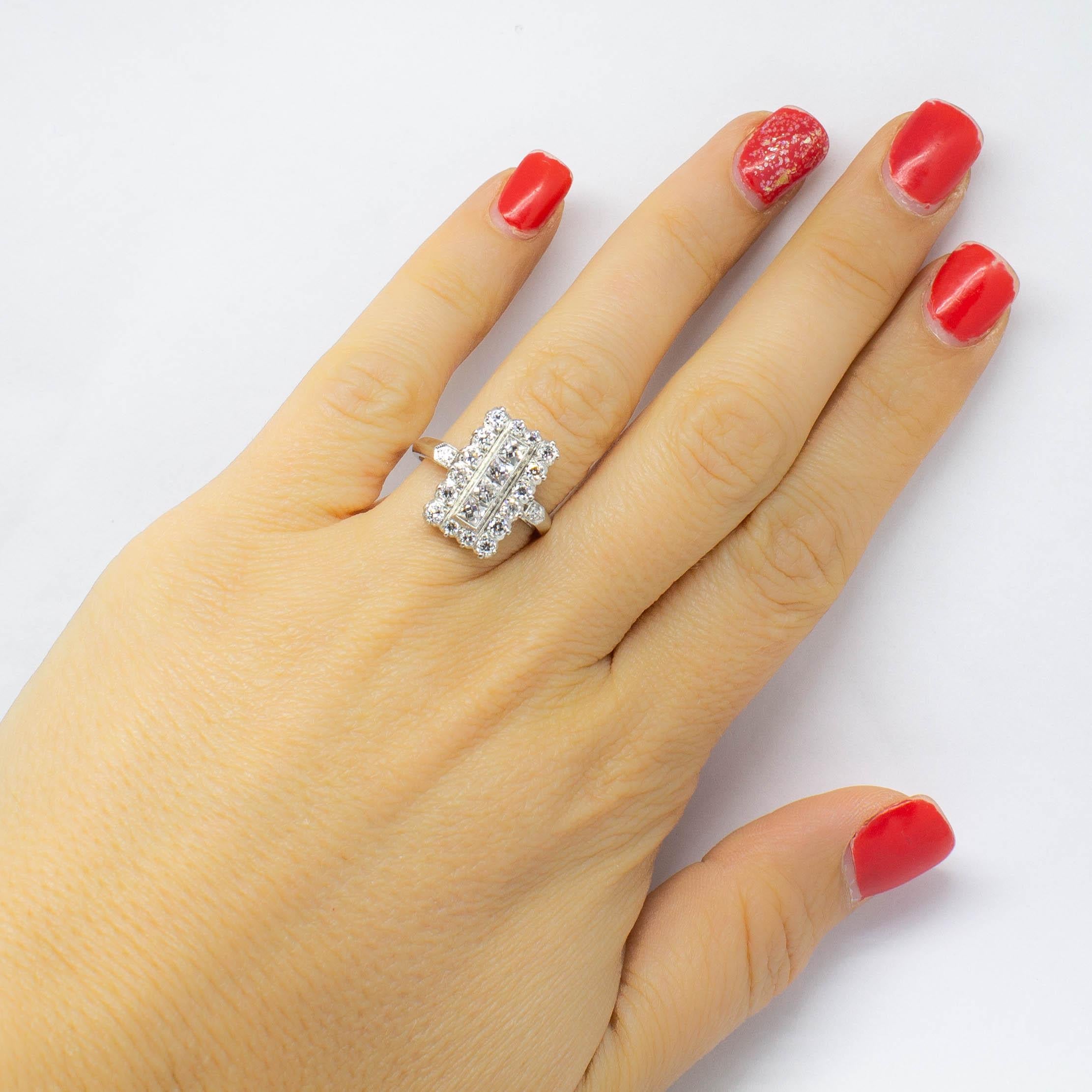 Estate Platinum French Cut Diamonds Ring 2