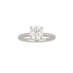 Estate Platinum GIA 1,71 Karat Verlobungsring mit rundem Diamanten im Brillantschliff