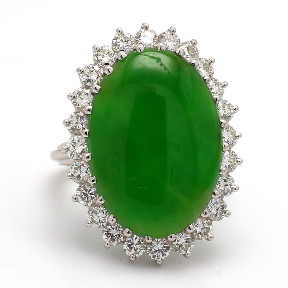 Art Deco 11.72ct Jadeite Jade Ring - GIA Certified For Sale
