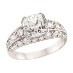Estate Platinum GIA Diamond Engagement Ring 2.73ct