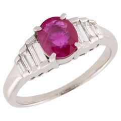 Estate Platinum GIA Ruby and Diamond Ring
