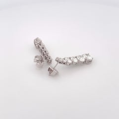 Estate Platinum Graduated Oval Diamond Drop Earrings