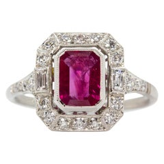 Estate Platinum Natural Burma Ruby Engagement Ring 