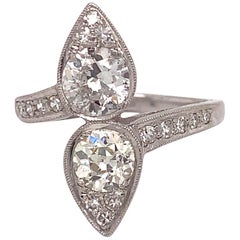Estate Platinum Old European Cut Connected Forever Diamond Ring