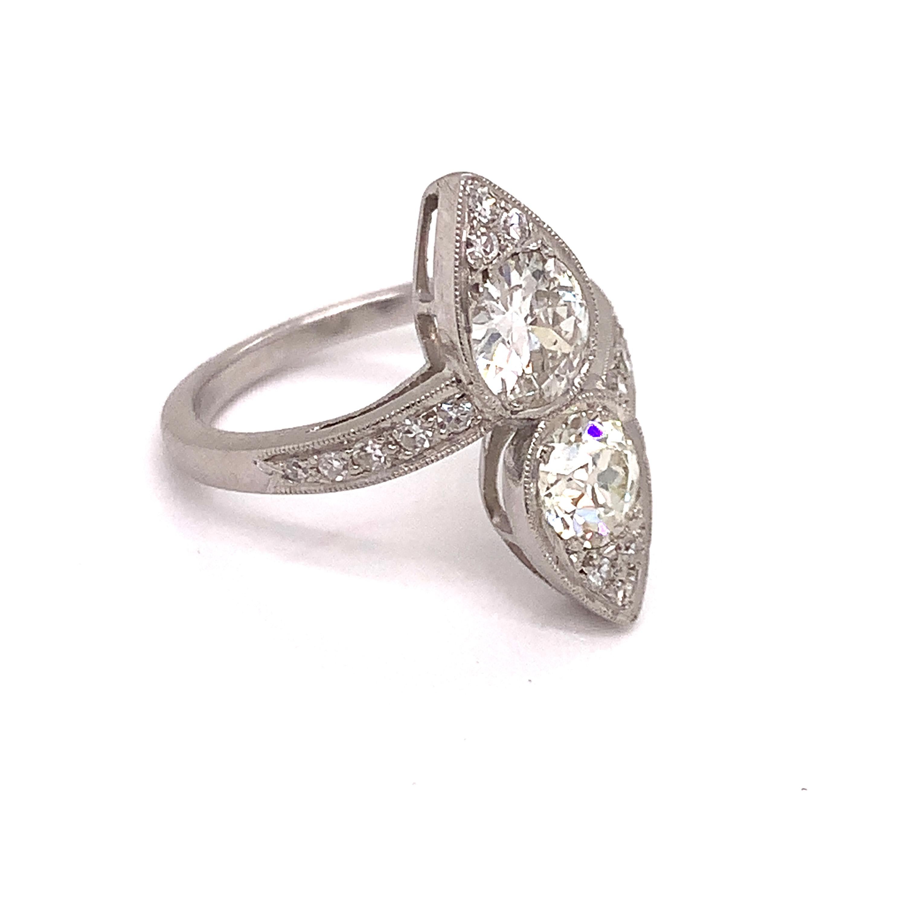 Women's Estate Platinum Old European Cut Connected Forever Diamond Ring