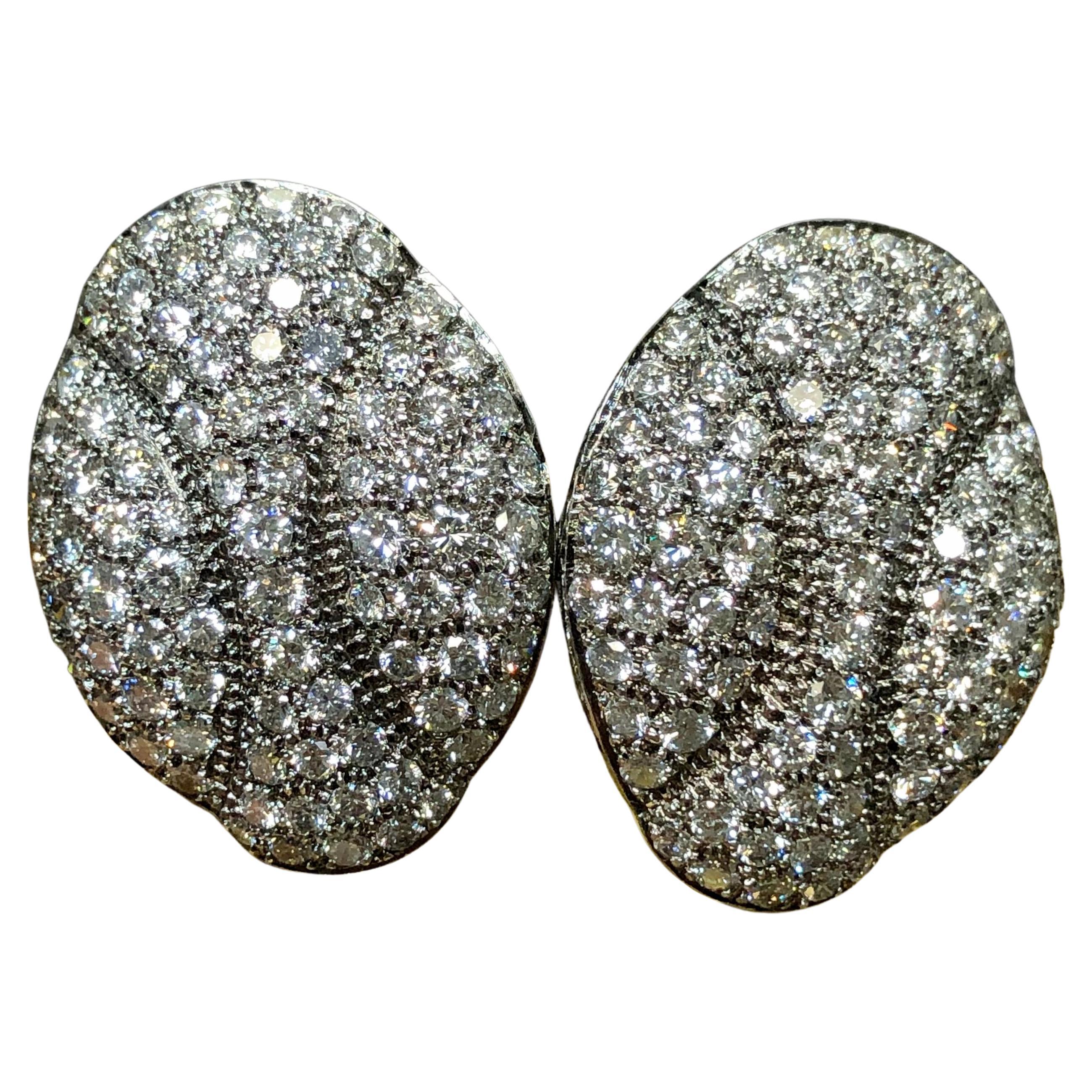 Estate Platinum Pave Diamond Huggies Omega Back Earrings G Vs+ 5.50cttw