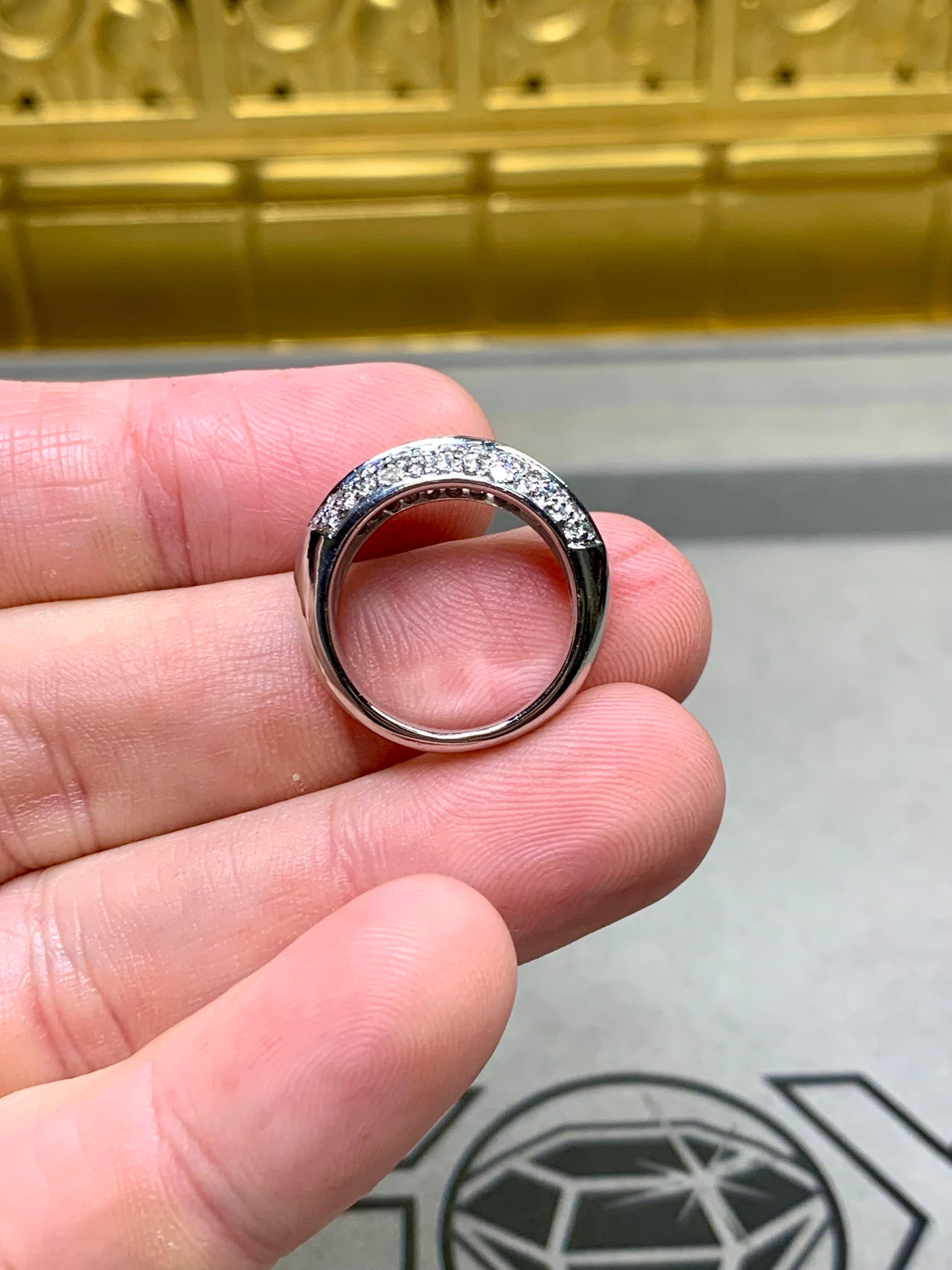 Estate Platinum Pave Round Princess Diamond Square Ruby Wide Band Ring 2.55ctw For Sale 3