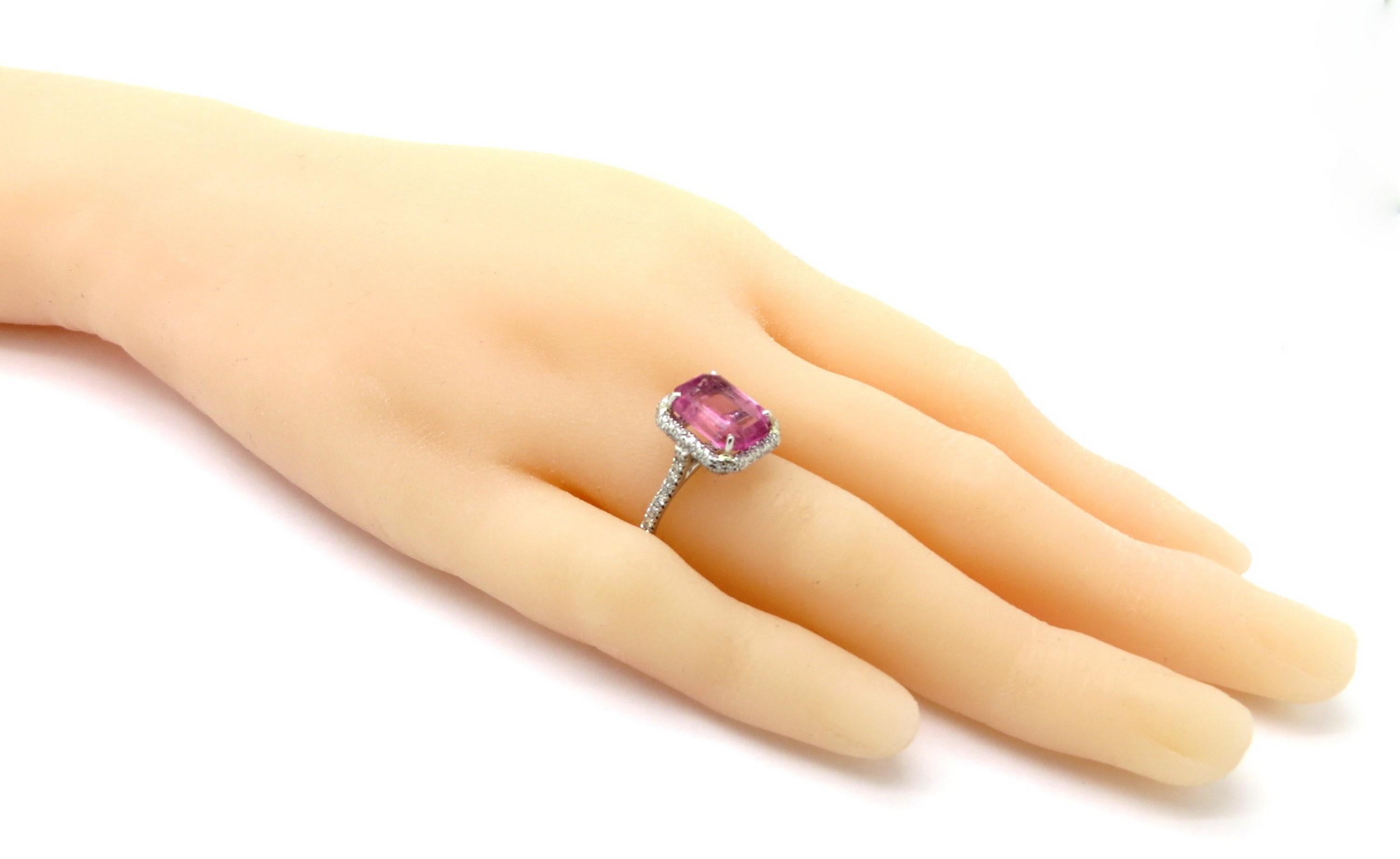 Estate Platinum Pink Tourmaline and Diamond Fashion Ring In Excellent Condition For Sale In Scottsdale, AZ