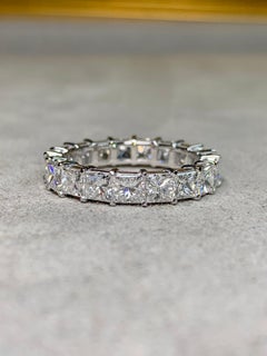 Estate Platinum Princes Diamond Shared Prong Eternity Band 4.4mm Sz 7 5.70ctw