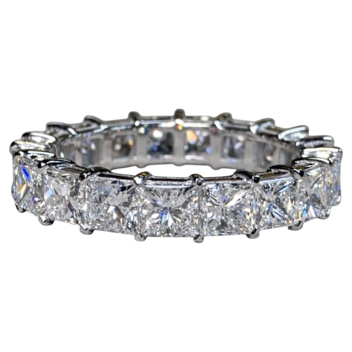 Estate Platinum Princes Diamond Shared Prong Eternity Band 4.4mm Sz 7 5.70ctw For Sale