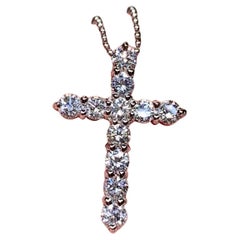 Estate Platinum Prong Set Diamond Cross Pendant Necklace 1.50ctw Estate Platinum Prong Set Diamond Cross Pendant Necklace 1.50ctw