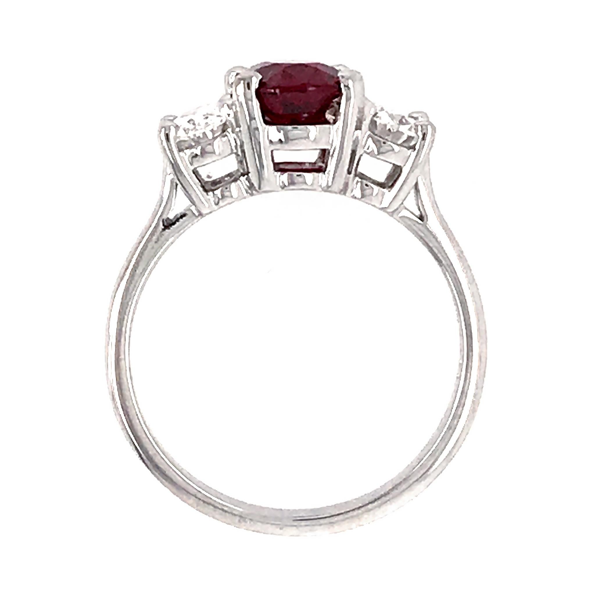 METAL TYPE: Platinum
RING SIZE: 6.75
STONE WEIGHT: Diamond 1.0 ct twd and Ruby 1.75 ct twd
REFERENCE NUMBER: 1218-IPPP