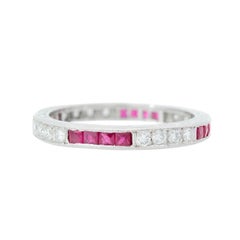 Estate Platinum Ruby and Diamond Eternity Band