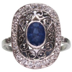 Estate Platinum Sapphire and Diamond Ring Estate Platinum Sapphire and Diamond Ring