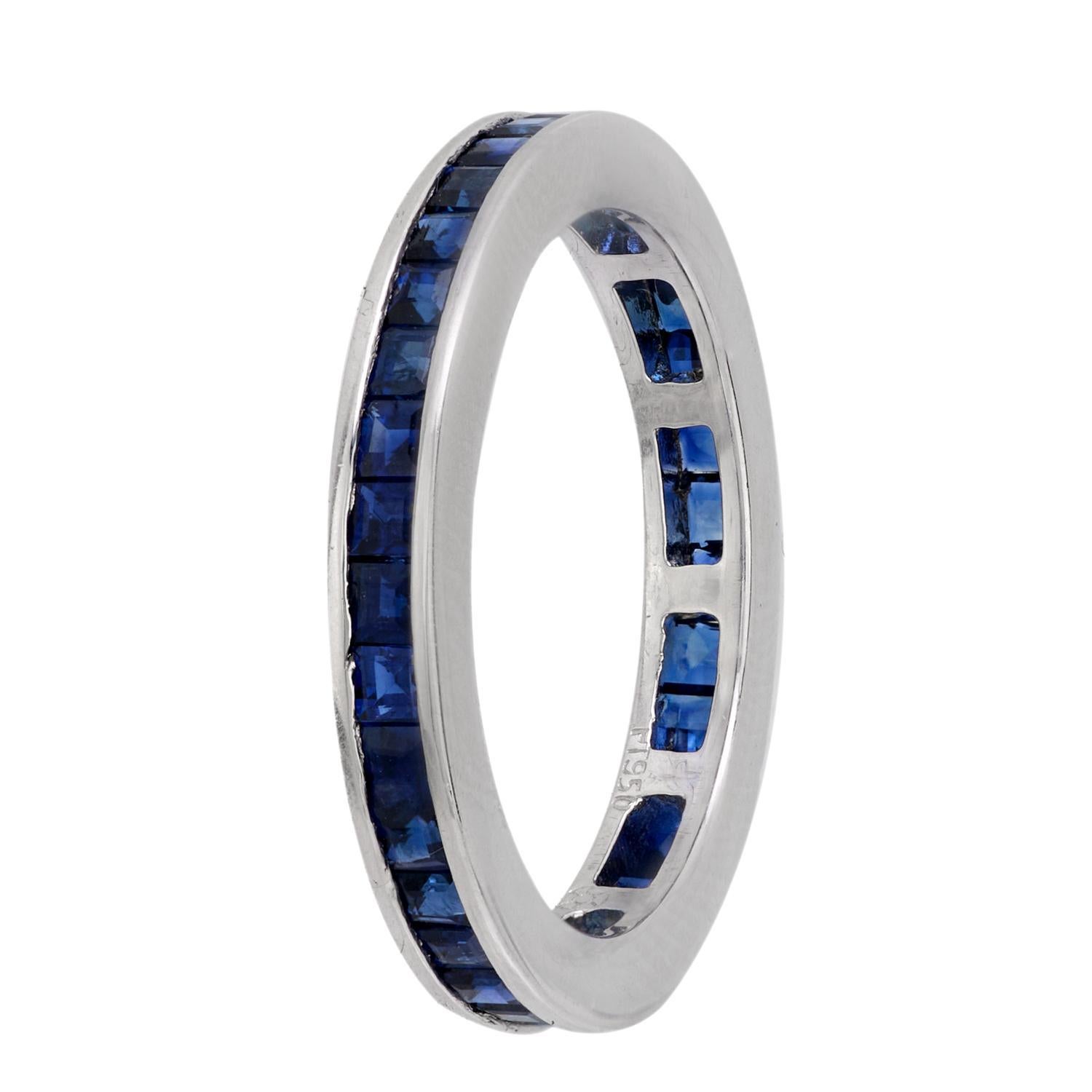 Modern Estate Platinum Sapphire Eternity Band For Sale