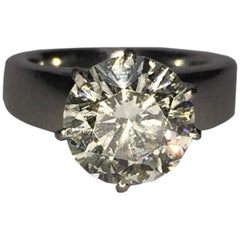 Estate Platinum Solitaire Diamond 4.43 Carat Engagement Ring
