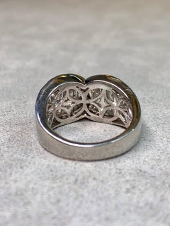 Estate Platinum Tapered Baguette Round Diamond Interlocking Cocktail Ring G Vs