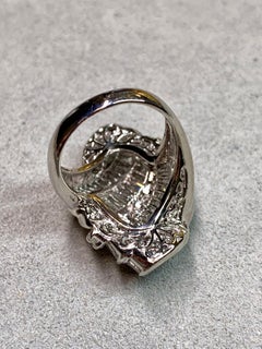 Estate Platinum Twisted Ribbon Baguette Round Diamond Cocktail Ring 7ctw