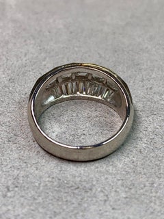 Estate Platinum Wide Baguette Diamond Cocktail Band Ring 2.60ctw G Vs Sz 6.75