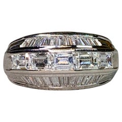 Estate Platinum Wide Baguette Diamond Cocktail Band Ring 2.60ctw G Vs Sz 6.75