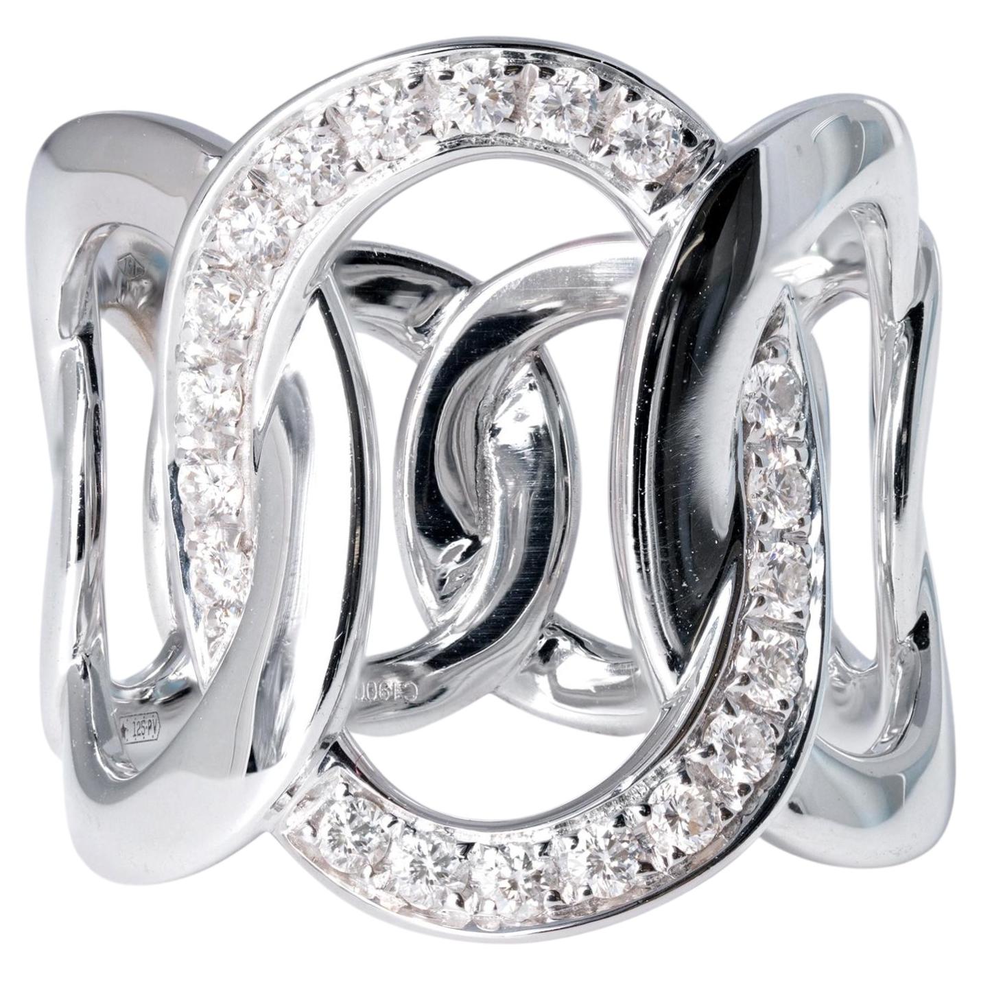Estate Pomellato Brera Ring Wide White Gold Diamond Band