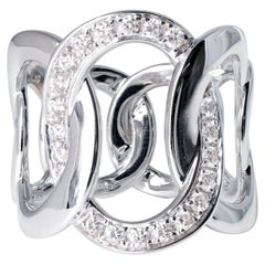 Estate Pomellato Brera Ring Wide White Gold Diamond Band