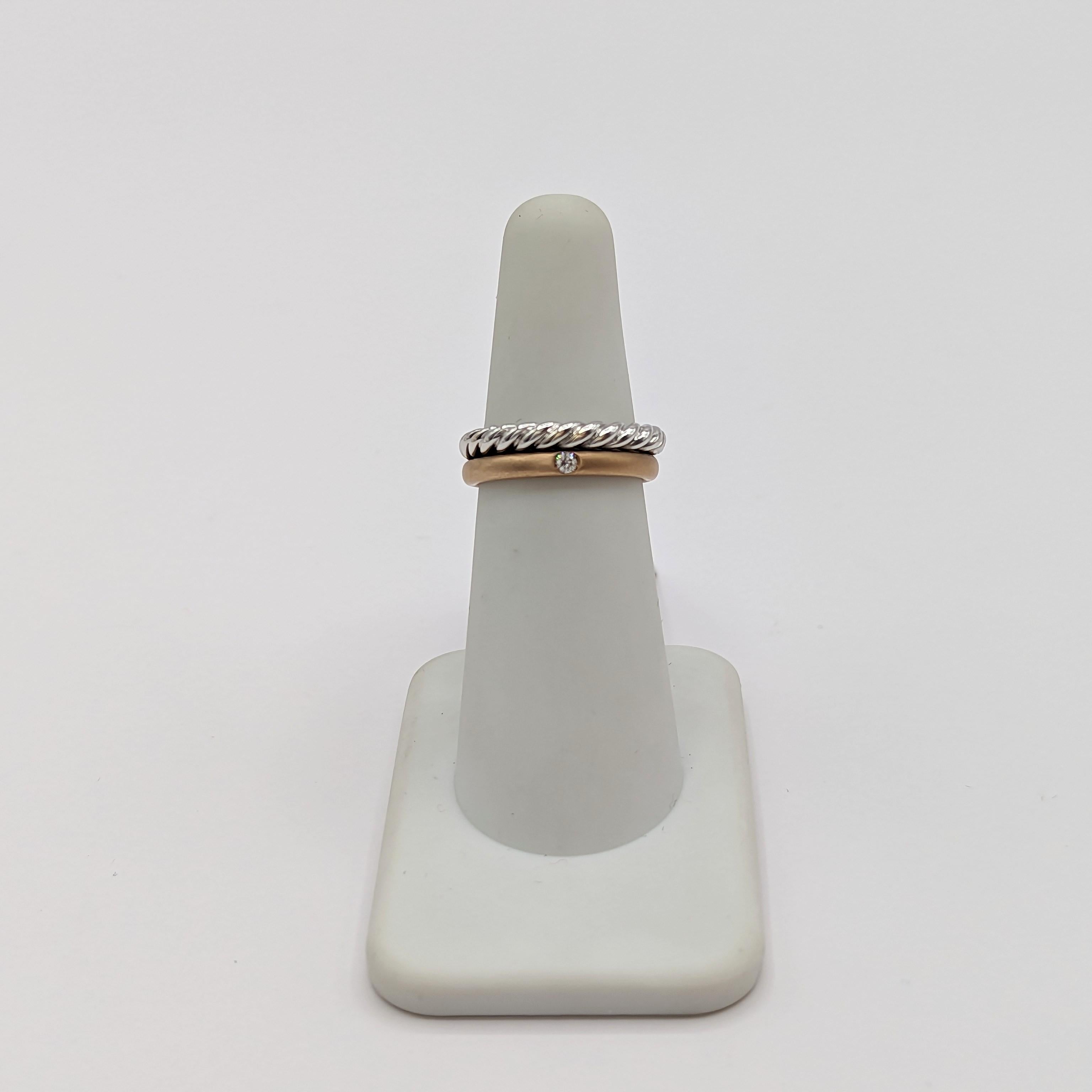 Estate Pomellato White Diamond Band Ring in 18K 2 Tone Gold In New Condition For Sale In Los Angeles, CA