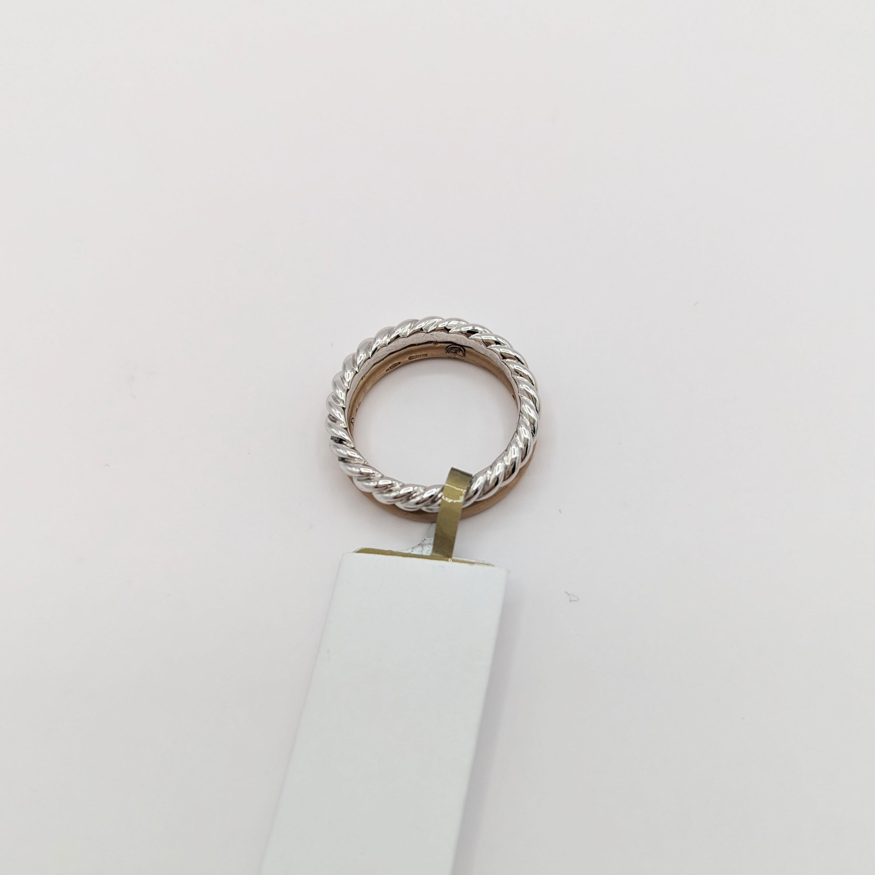 Estate Pomellato White Diamond Band Ring in 18K 2 Tone Gold For Sale 2