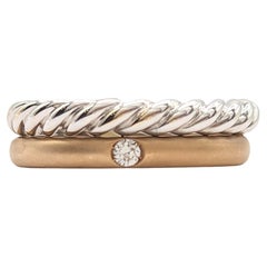 Estate Pomellato White Diamond Band Ring in 18K 2 Tone Gold (bague en or bicolore 18K)