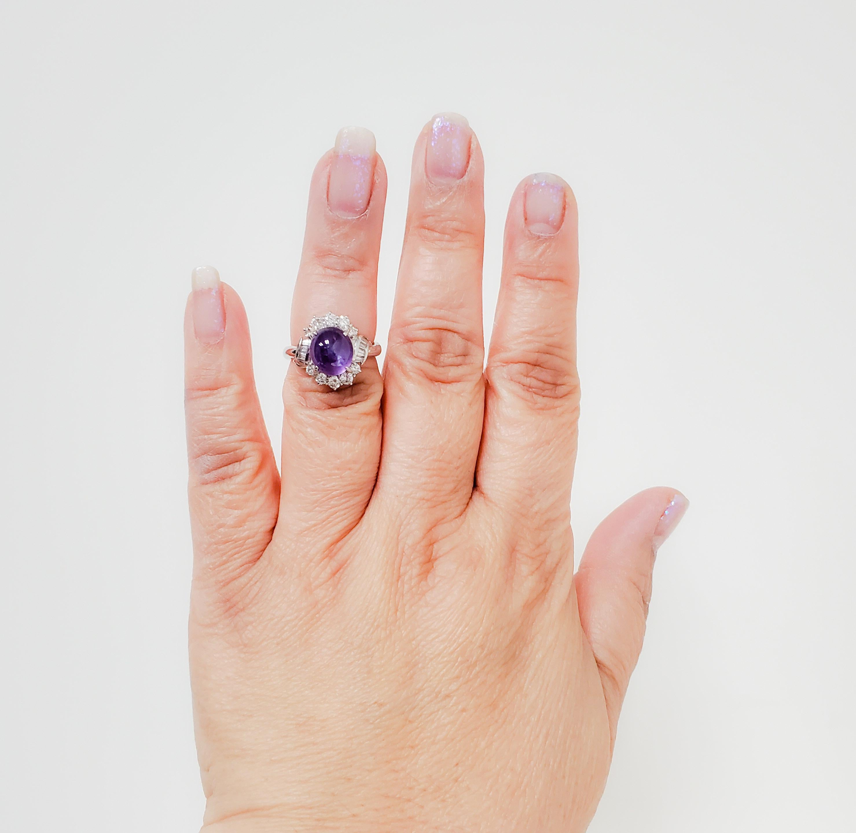 Nachlass Lila Stern Saphir und Diamant Cocktail-Ring in Platin 1