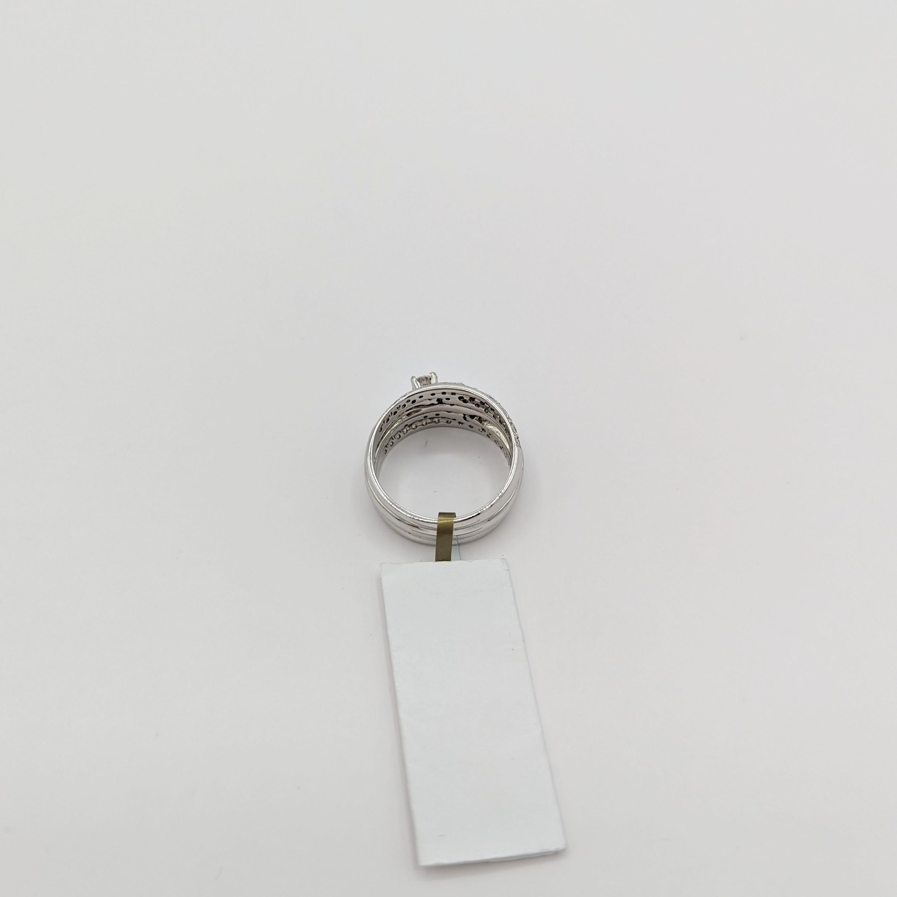 Women's or Men's Estate Recarlo White Diamond Ring in 18K White Gold  For Sale
