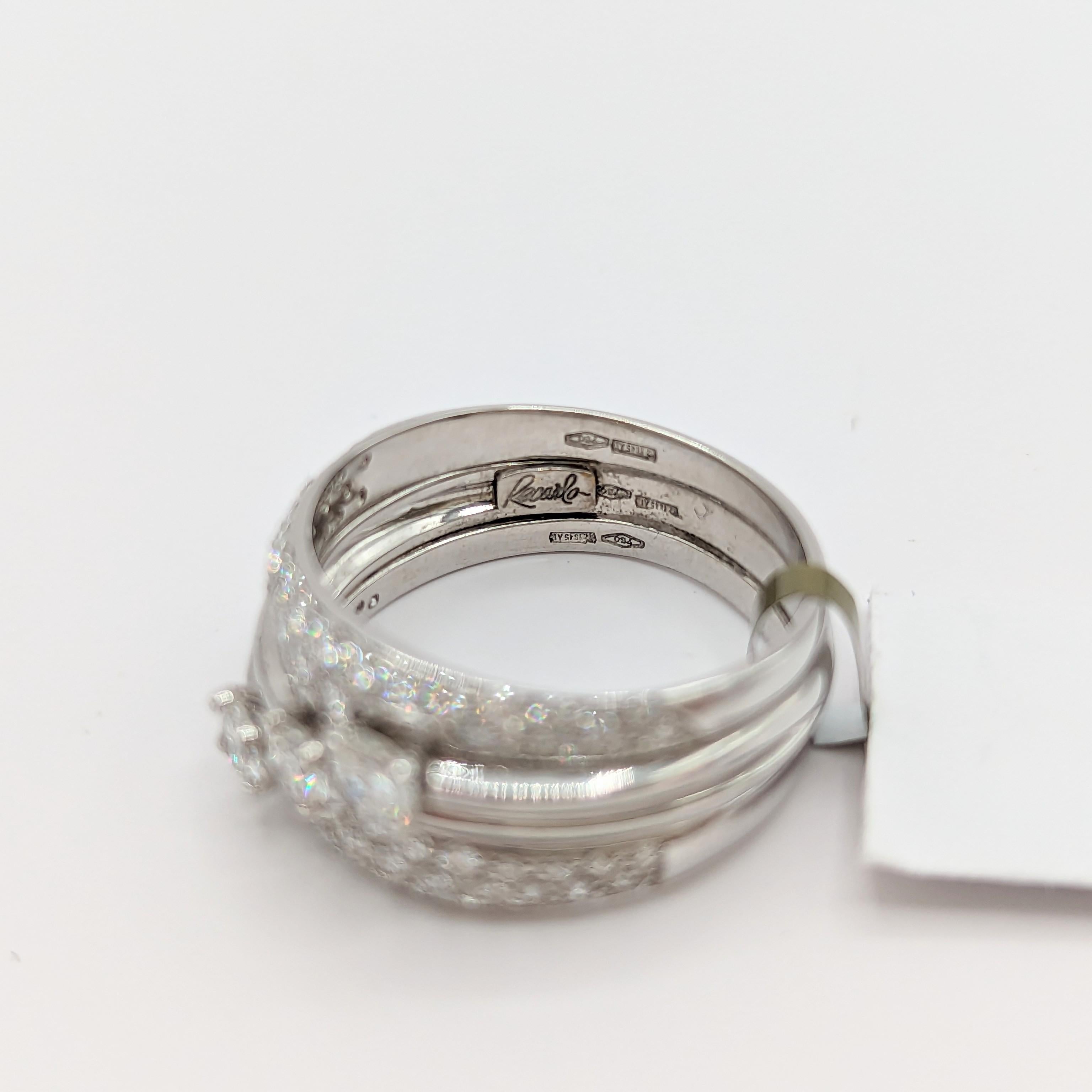 Estate Recarlo White Diamond Ring in 18K White Gold  For Sale 1