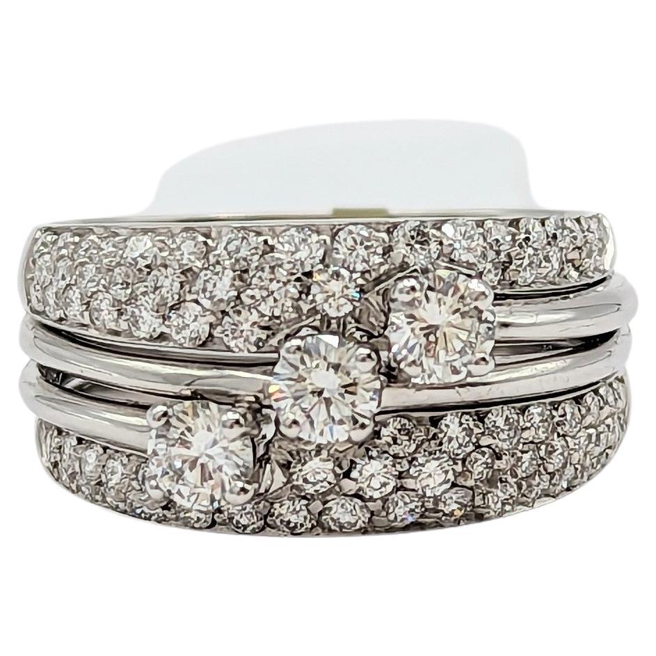Estate Recarlo White Diamond Ring in 18K White Gold  For Sale