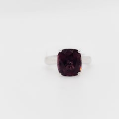 Estate Red Spinel Solitaire Ring in 14k White Gold