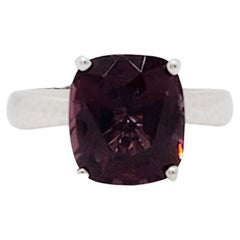 Estate Red Spinel Solitaire Ring in 14k White Gold